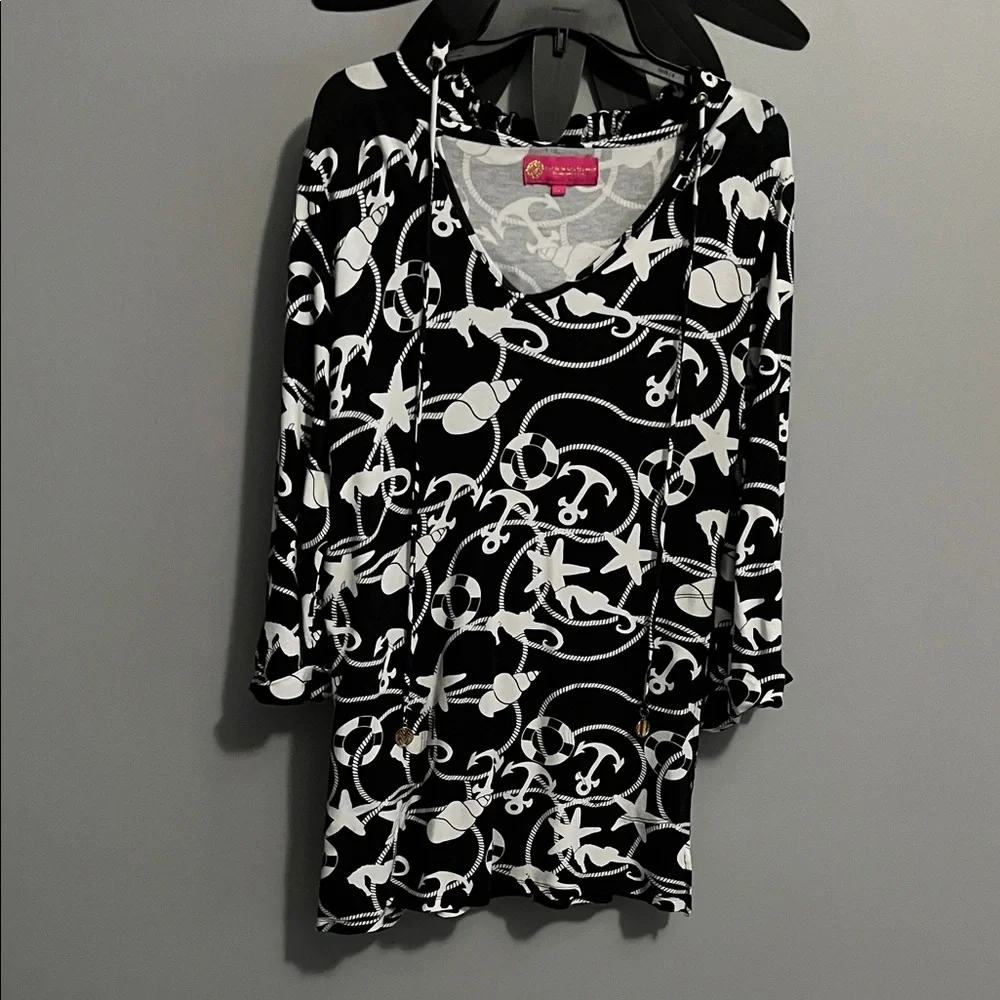 Macbeth Collection by Margaret Josephs Black And White Beach Cover Up Size Large - Picture 1 of 8